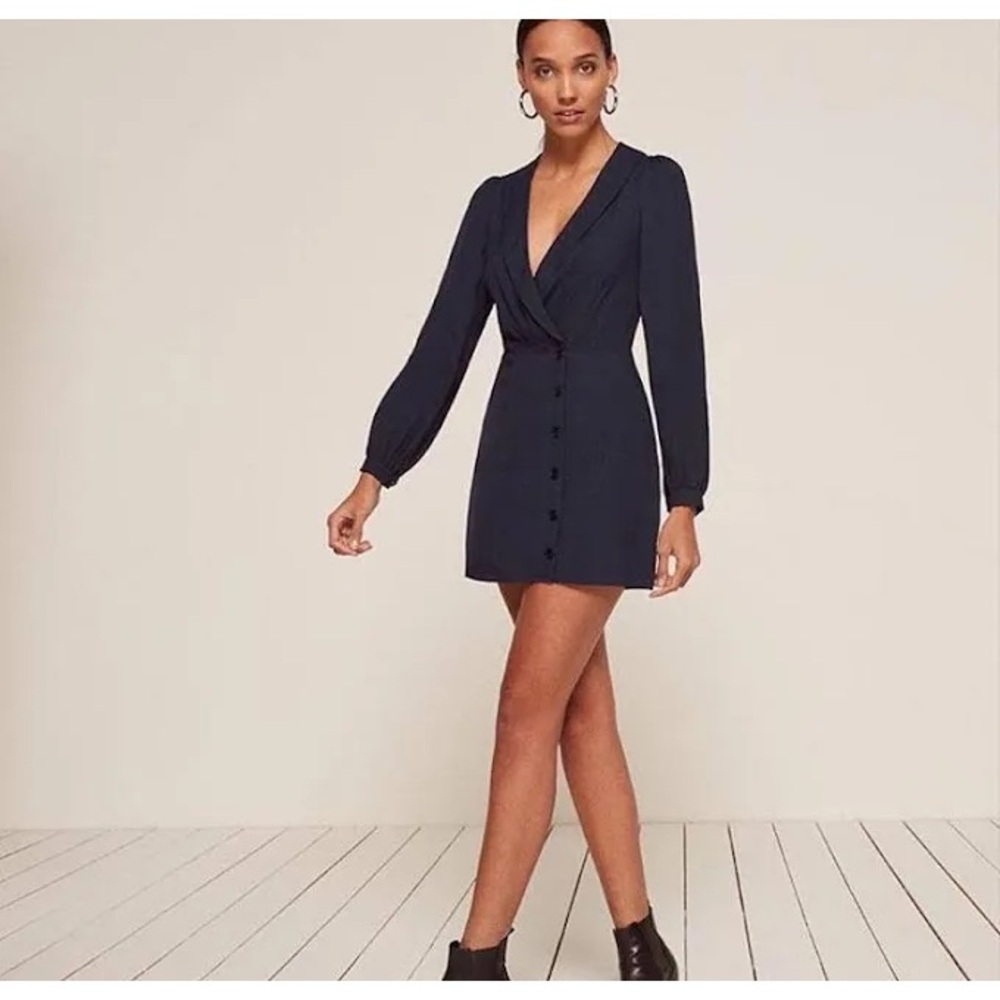 Reformation Woodbury Mini Dress Navy Blue Size 4